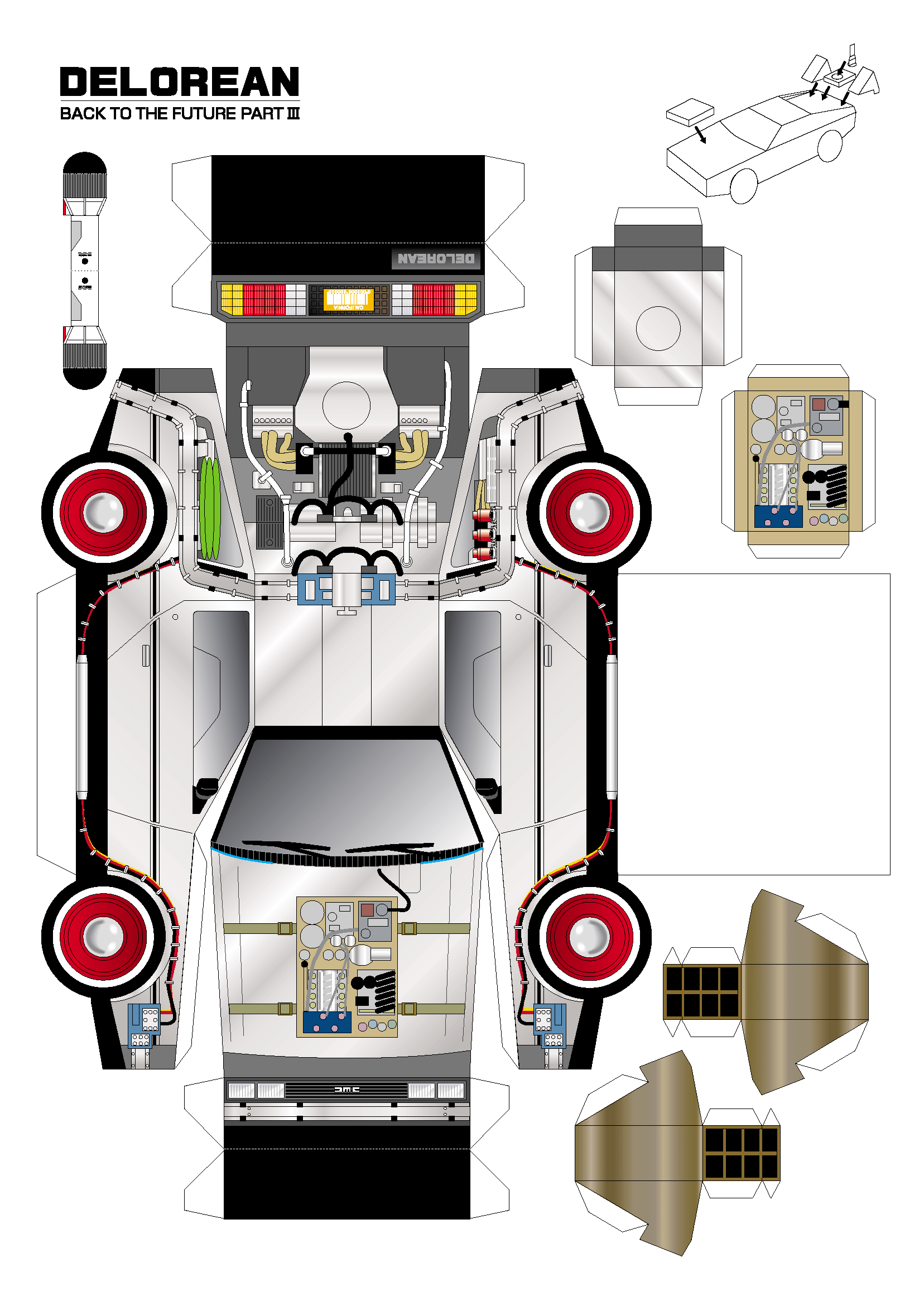 Maqueta papercraft del DeLorean DMC-12