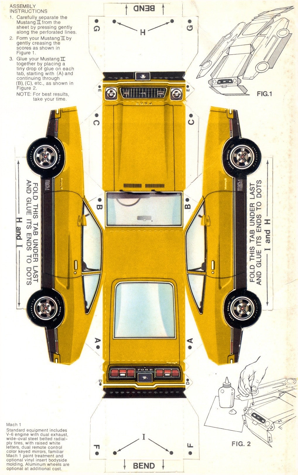 Maqueta papercraft del Ford Mustang (1974)