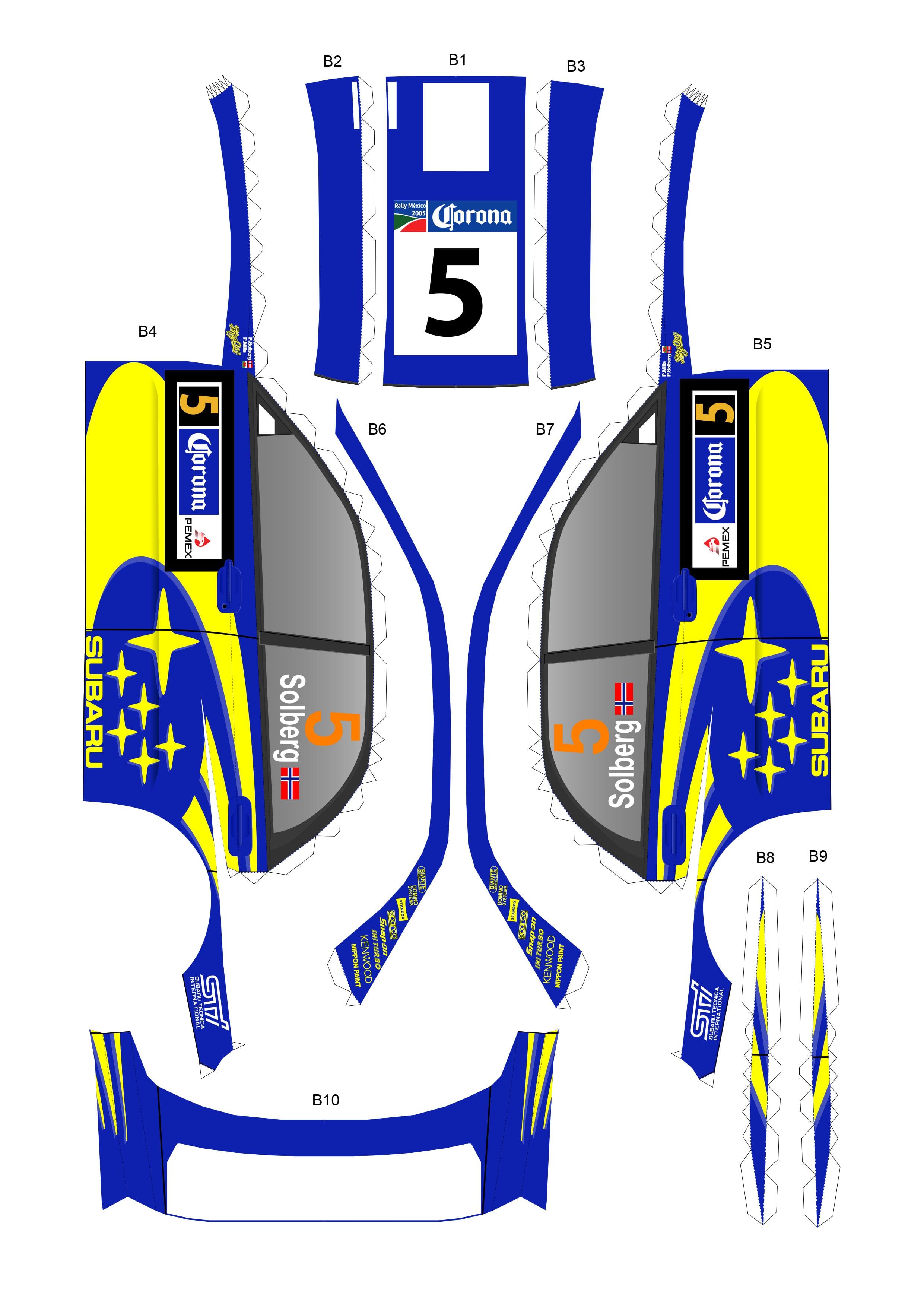 Maqueta papercraft del Subaru Impreza WRC 2005